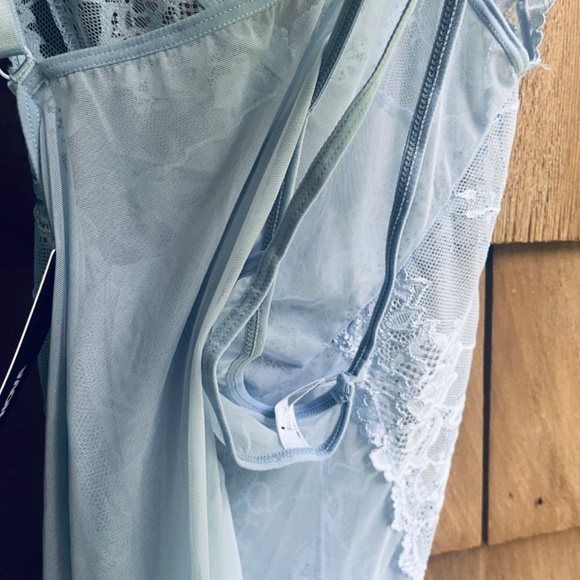 Fashion Nova Set Bundle Sheer Lace Blue Babydoll & Lace Khaki Pullover Bra Sz L - Picture 12 of 16